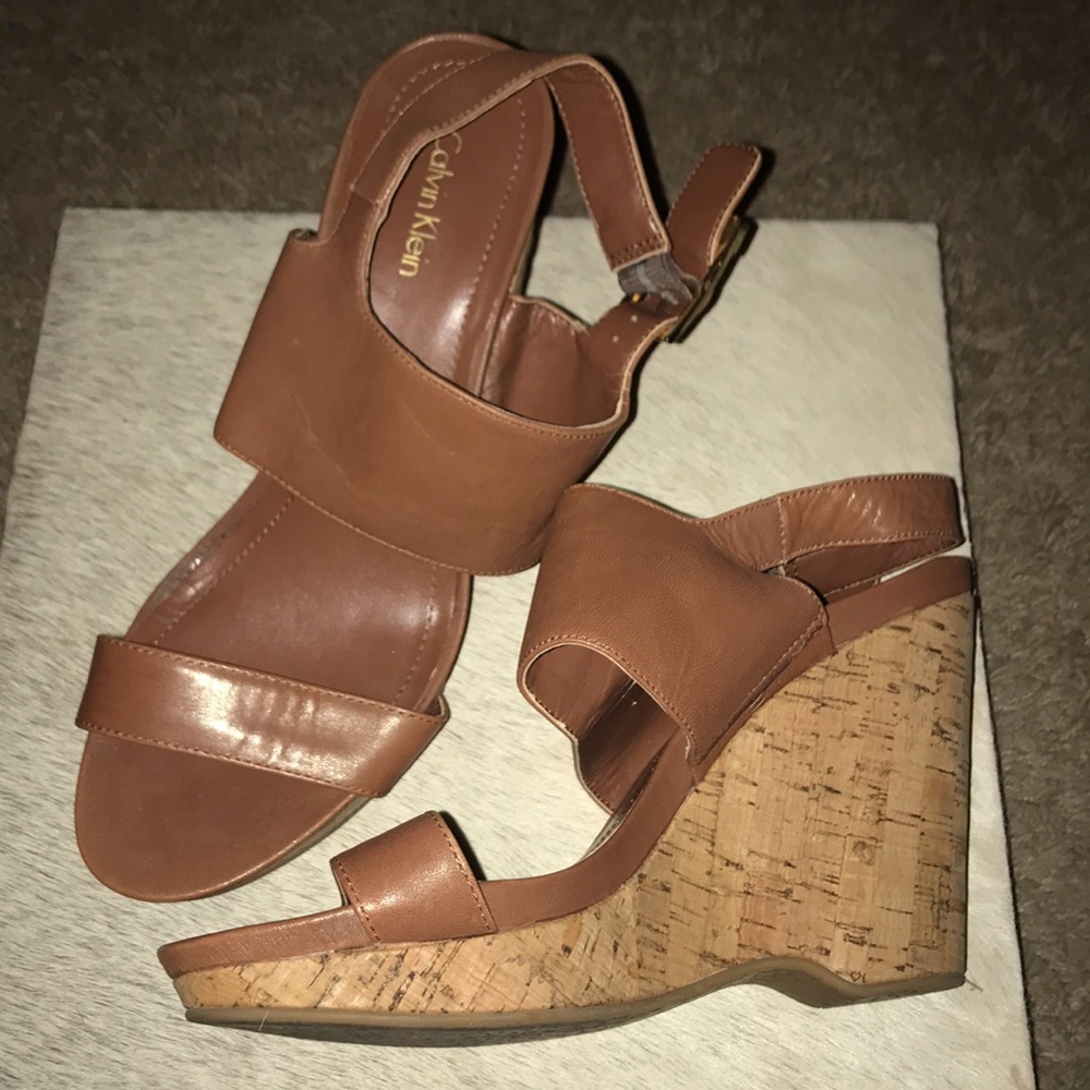 Calvin Klein Cork Wedge Sandals
